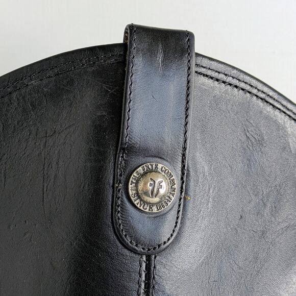 Frye Melissa Button Boots 7.5 Black Leather Tall Riding Knee High Equestrian - Picture 3 of 16